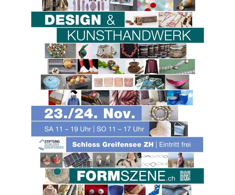 Flyer von Formszene für den Design und Kunstmarkt im Schloss Greifensee/ Zürich